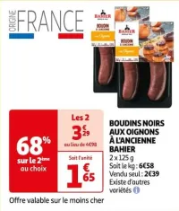 Auchan Hypermarché Boudins Noirs Aux Oignons À L'ancienne Bahier Offres et Promotions