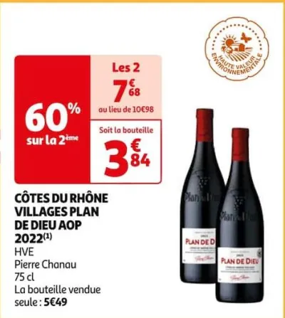 Auchan Hypermarché Côtes Du Rhône Villages Plan De Dieu Aop 2022 Offres et Promotions