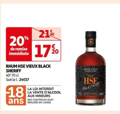 Auchan Hypermarché Rhum Hse Vieux Black Sheriff Offres et Promotions