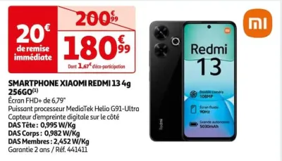 Auchan Hypermarché Smartphone Xiaomi Redmi 13 4G 256Go Offres et Promotions