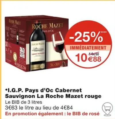 Monoprix I.G.P. Pays d’Oc Cabernet Sauvignon rouge Offres et Promotions