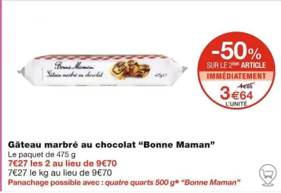 Monoprix Gâteau marbré au chocolat Offres et Promotions