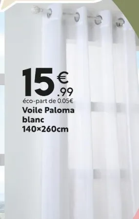 Maxi Bazar Voile Paloma blanc 140x260cm Offres et Promotions