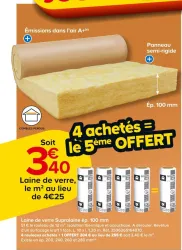 Castorama Laine de verre ép. 100 mm Offres et Promotions