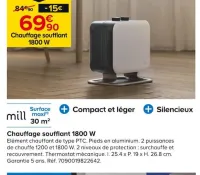 Castorama Chauffage soufflant 1800 W Offres et Promotions