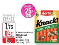 G20 HERTA 6 Saucisses Knacki 100% Poulet Offres et Promotions