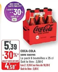 G20 COCA-COLA sans sucres 25 cl Offres et Promotions