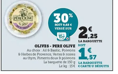 Hyper U Olives pere olive 150 g Offres et Promotions