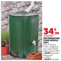 Hyper U Récupérateur d'eau souple 250 l Offres et Promotions