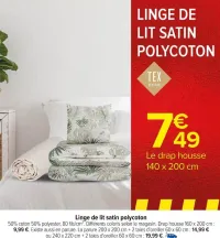 Carrefour Linge de lit satin polycoton Offres et Promotions