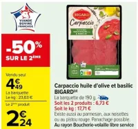 Carrefour Carpaccio huile d'olive et basilic BIGARD Offres et Promotions