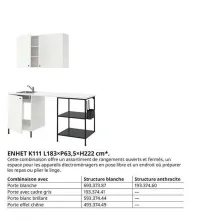 IKEA Enhet k111 l 183xp63 5xh222 cm Offres et Promotions