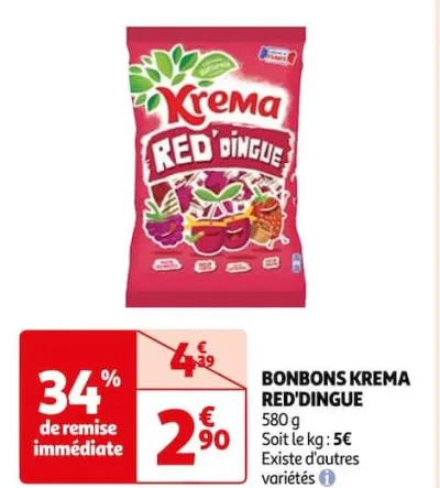Auchan Hypermarché Bonbons Krema Red'dingue Offres et Promotions