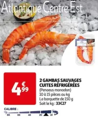 Auchan Hypermarché 2 Gambas Sauvages Cuites Réfrigérées Offres et Promotions