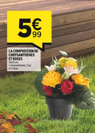 Centrakor LA COMPOSITION DE CHRYSANTHÈMES ET ROSES Offres et Promotions