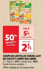 Auchan Hypermarché Soupe De Lentilles Corail Lait De Coco Et Curry Bio Liebig Offres et Promotions