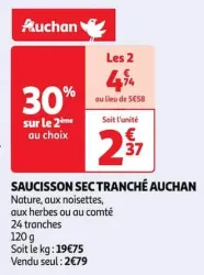 Auchan Hypermarché Saucisson Sec Tranché Auchan Offres et Promotions