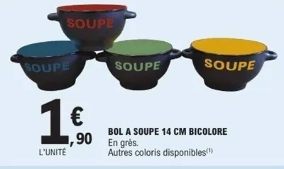 E.Leclerc Bol a soupe 14 cm bicolore Offres et Promotions