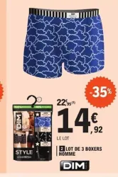 E.Leclerc DIM Lot de 3 boxers homme Offres et Promotions