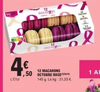 E.Leclerc 12 Macarons octobre rose 145 g Offres et Promotions