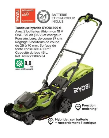 Castorama Tondeuse hybride RYOBI Offres et Promotions