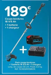 Castorama Coupe-bordures 18 V/5 Ah + 1 batterie + 1 chargeur Offres et Promotions