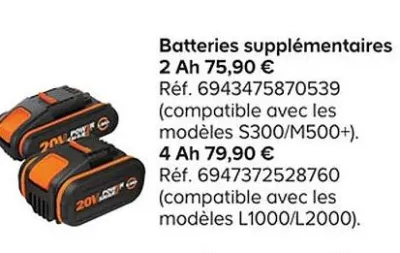 Castorama Batteries supplémentaires 2 Ah Offres et Promotions