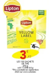 Stokomani LIPTON LES 100 SACHETS DE THÉ Offres et Promotions