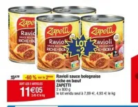 Cora Zapetti Ravioli sauce bolognaise riche en boeuf Offres et Promotions