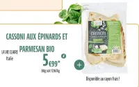 La Vie Claire CASSONI AUX ÉPINARDS ET PARMESAN BIO Offres et Promotions