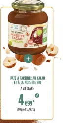 La Vie Claire PÂTE À TARTINER AU CACAO ET À LA NOISETTE BIO LA VIE CLAIRE Offres et Promotions