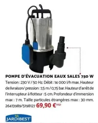 Bricomarché JARDIBEST Pompe d'évacuation eaux sales Offres et Promotions