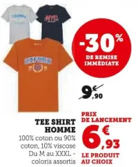 Super U TEE SHIRT HOMME Offres et Promotions