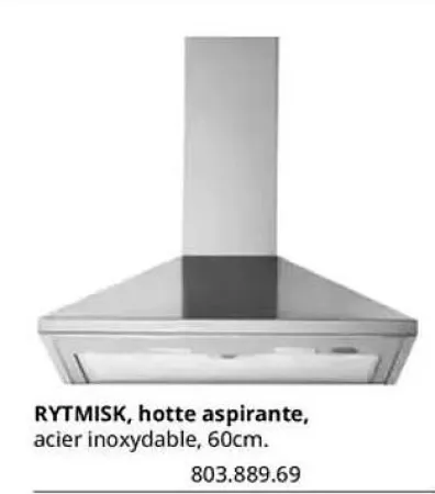 IKEA Rytmisk, hotte aspirante, acier inoxydable, 60cm Offres et Promotions