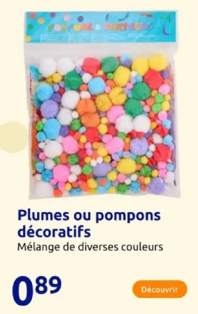 Action Plumes ou pompons décoratifs Offres et Promotions