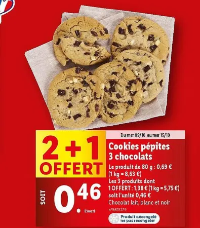Lidl Cookies pépites 3 chocolats Offres et Promotions