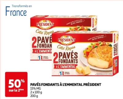 Auchan Hypermarché Pavés Fondants À L'emmental Président Offres et Promotions