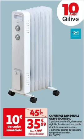 Auchan Hypermarché Chauffage Bain D'huile Qilive 600095140 Offres et Promotions