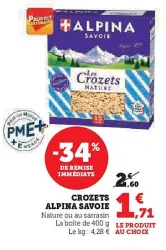 Hyper U ALPINA SAVOIE Crozets 400 g Offres et Promotions