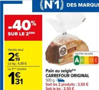 Carrefour Pain au seigle Offres et Promotions