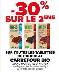 Carrefour SUR TOUTES LES TABLETTES DE CHOCOLAT Offres et Promotions