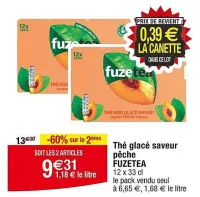 Cora FUZETEA Thé glacé saveur pêche Offres et Promotions