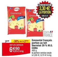 Cora CORA Emmental français portion au lait 400 g Offres et Promotions