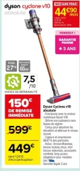 Carrefour Dyson Cyclone v10 absolute Offres et Promotions