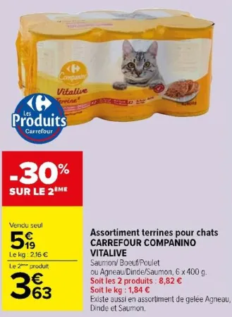 Carrefour Assortiment terrines pour chats Offres et Promotions