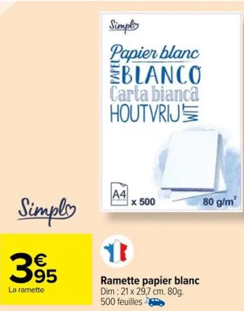 Carrefour Ramette papier blanc Offres et Promotions