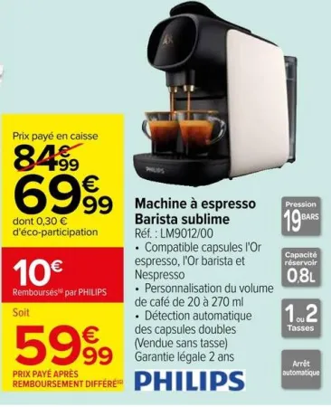 Carrefour Machine à espresso Barista sublime Offres et Promotions