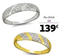 Auchan Hypermarché Demi-Alliance Or Jaune Ou Or Blanc 375 Millièmes Et Diamants Offres et Promotions