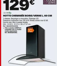 Brico Dépôt Hotte cheminée noire/verre Offres et Promotions