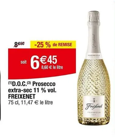 Cora FREIXENET D.O.C Prosecco extra sec 11% vol Offres et Promotions